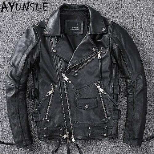 2021 Fashion Leather Jacket Men Short Motorcycel Coat Streetwear Coats and Jackets Korean Cowhide Men Clothing Chaquetas WPY3752