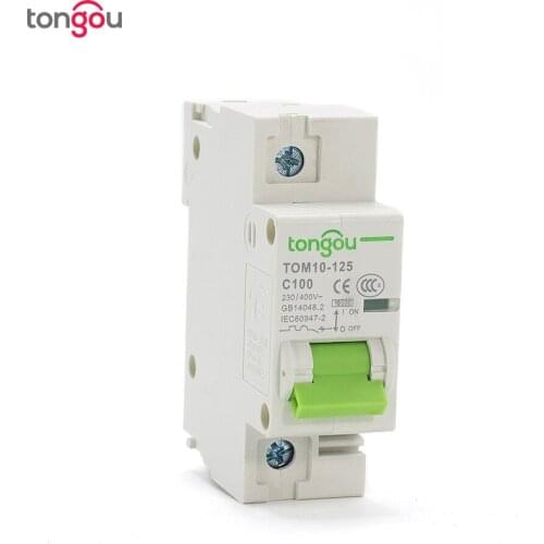 27mm 1 Pole 80A 100A 125A MCB 10KA High Breaking Capacity Curve C Miniature Circuit Breaker TOM10