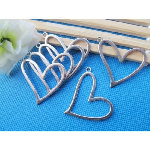 50pcs 41.70mmx35mm Antique Silver tone/Antique Bronze Heart Connector Pendant Charm Finding,Bracelet and Necklace DIY Charm