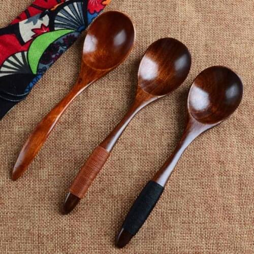 Eco Wooden Spoon Flatware Kitchen Soup Coffee Stirring Ice Cream Spoons Cooking Utensil Coffee Tea Mixing Spoons Tableware