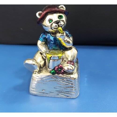 925 Sterling Silver Plated COLORED BEAR