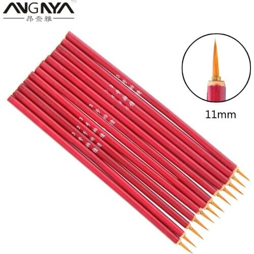 ANGNYA 10Pcs/set 11mm Professional Wolf Hair Nail Art Drawing Painting Brushes Bamboo Handle for Acrylic Painting Supplies