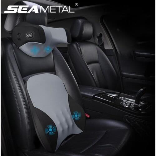 Car Electric Massage Headrest Pillow/Lumbar Pillow 6-Mode Car Neck Support Lumbar Cushion 3-Level Adjustable Relief Soreness