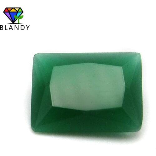 Free Shipping Green Glass Beads 2x3~10x14mm Rectangle Shape Machine Cut Malay Jades Color Synthetic Glass Gem Stone For Jewelry