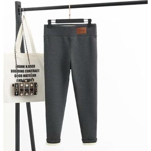 Large Size Plush Thick Casual Pants Ladies Keep Warm Cashmere Pants Autumn and Winter New High Waist Trousers Plus Size Women