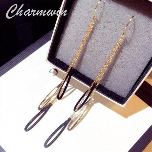 Charmwin New Fashion Long Earrings Tassel Earrings For Women Exaggerated Geometric Hanging Dangle Earrings Women