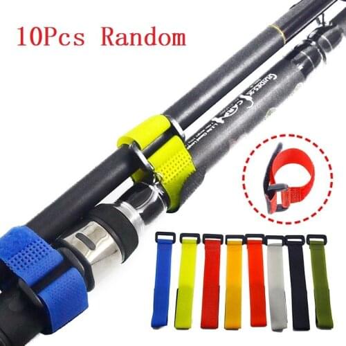 10Pcs Fishing Rod Tie Holders Straps Belts Suspenders Fastener Hook Loop Cable Cord Ties Belt Fishing Tools Accessories