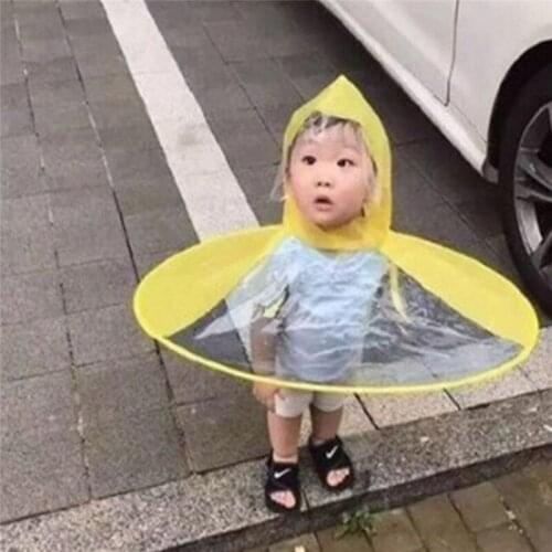 Childrens Raincoat Transparent UFO Raincoats Hands Free Rain Poncho Baby Funny Duck Rain Coat Rain Cover Raincoat for kids