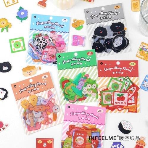 40 Pcs Drink Food Flowers Kitchen Cooking Kawaii Decoration Stickers Planner Scrapbooking Stationery Korean Diary Stickers