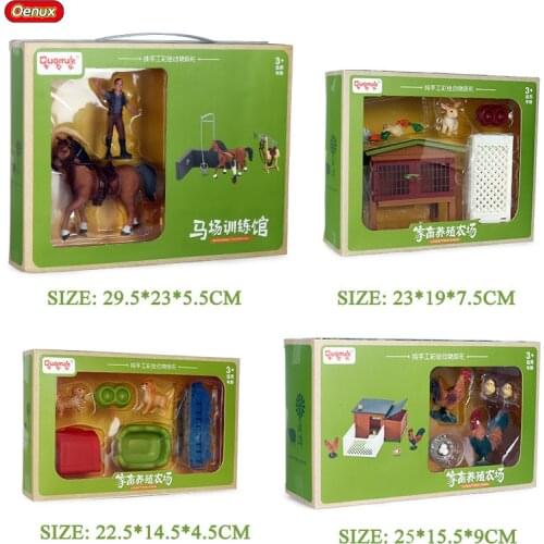 Oenux Simulation Farm Zoo Animals Farmer Dog Chicken Horse Rabbit Action Figure Poultry Animal Miniature PVC Model Toy Kids Gift