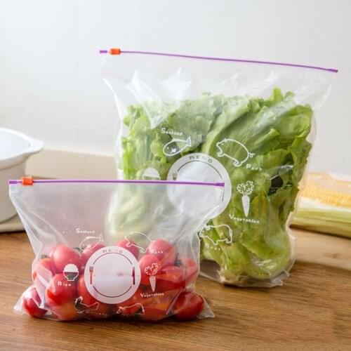 10pcs Vegetable Fruit Fresh Keeping Bag Freezing Preservation Zipper Sealed Bag