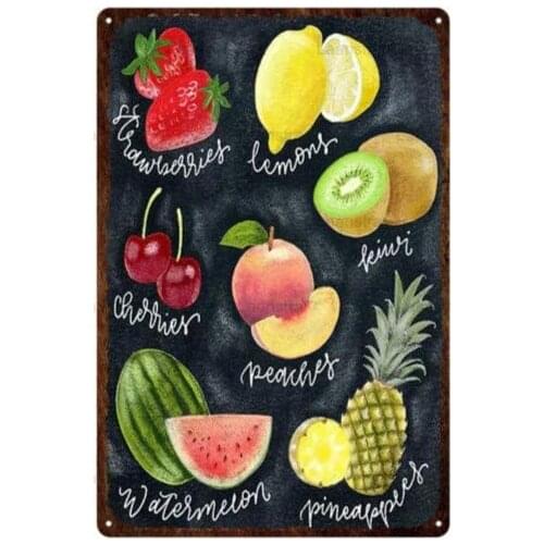 Strawberry Fruit Vintage Style Metal Sign Iron Painting for Indoor & Outdoor Home Bar Coffee Kitchen Wall Decor 8 X 12 Inch