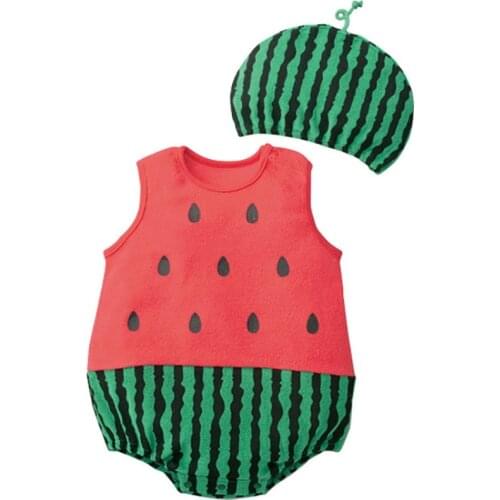 Baby Clothes Cartoon Baby Boy Girl Rompers Cotton Animal And Fruit Pattern Infant Jumpsuit + Hat Set Newborn Baby Costumes