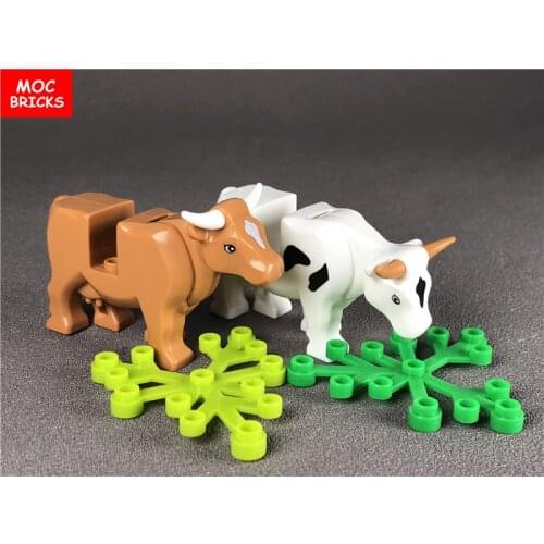 2pcs/lot MOC Bricks NEW Animal Milk Cow Cattle Farm Educational DIY Building Blocks Figure Toys for children Dolls Xmas Gifts