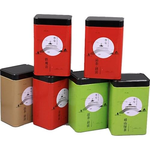 Xin Jia Yi Packaging Box Food Grade Metal Printing Mints Blank Rectangle Light Green Christmas Food Container Tea Leaves Cans