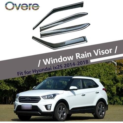 Overe 4Pcs/1Set Smoke Window Rain Visor For Hyundai IX25/Creta 2014 2015 2016 2017 2018 Awnings Shelters Guard Accessories