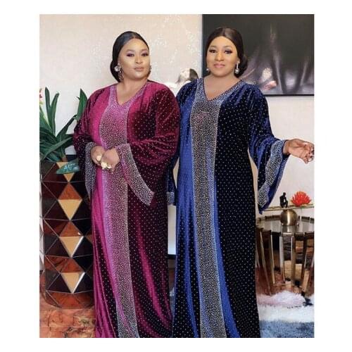 Beautif European style African Diamond inlay Dresses For Women Dashiki Plus Size rode Ladies Traditional African Clothing abaya