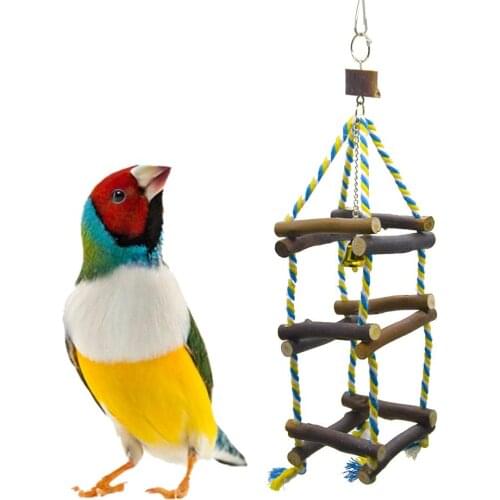 Pet Stairs Parrot Ladder Toy Bird Toy Chew Toy Climbing Frame Ladder Pets Swing Toy For Conures Parakeets Wooden Platform Bridge