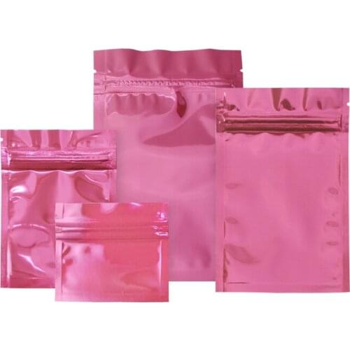 Pink Color Pouch Glossy Pink Bag Zip lock Reusable Zip Plastic Small Pouch For Food Save,Gift,Candy, Party,Snack 100 Pcs