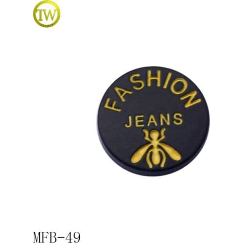 MFB49 Fashion round engraved logo alloy jeans button metal shank button