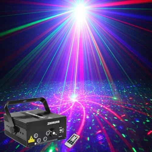 Sharelife Mini 4*20 RGRB Pattern Laser Light Blue LED Music Remote Control Motor Speed DJ Gig Party Home Show Stage lighting