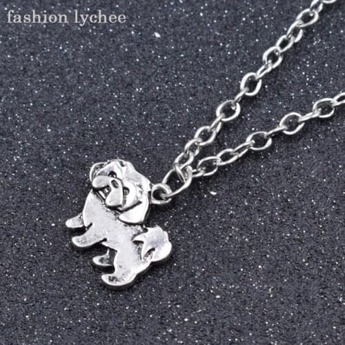 Fashion lychee Retro Design Shih Tzu Dog Pendant Necklace Women Men Long Metal Chain Animal Drop Necklace Trendy Jewelry