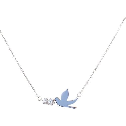 925 Sterling Silver Fashion Swallow Pendant Necklace For Women Trendy Jewelry Lovers Christmas Gift Dropshipping S-N467