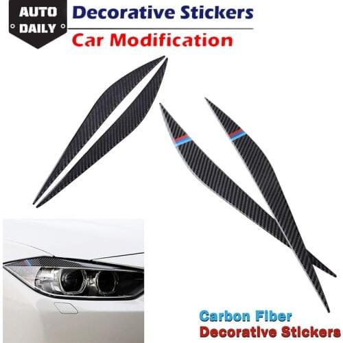Carbon Fiber Headlight Trims Eyebrows Car Sticker Decorative Stickers Fit For BMW 3 Series F30 2013-2015,GT F34 2013-2017