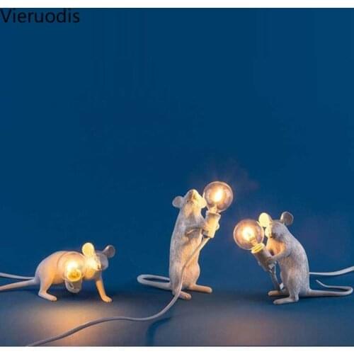 Nordic Resin Table Light Mini Animal Mouse Lamp Living Room Dining Room Bedroom Cute LED Night Lights Home Decor Desk Lights