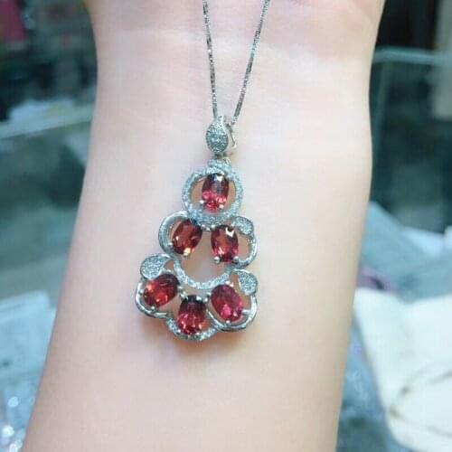 Natural garnet set, crystal clean, warm and icy, 925 sterling silver, natural gem store