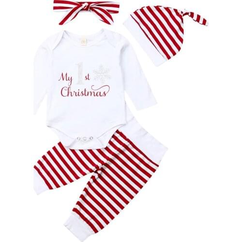 Newborn Baby Girl Boy Christmas Clothes Romper Top Pants Xmas Outfits