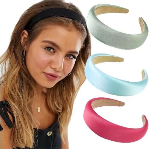 Fashion Female Bezel Solid Color Padded Headband for Women Wide Thick Hair Hoop Girls Elastic Hairband Headwrap Hair Accessories