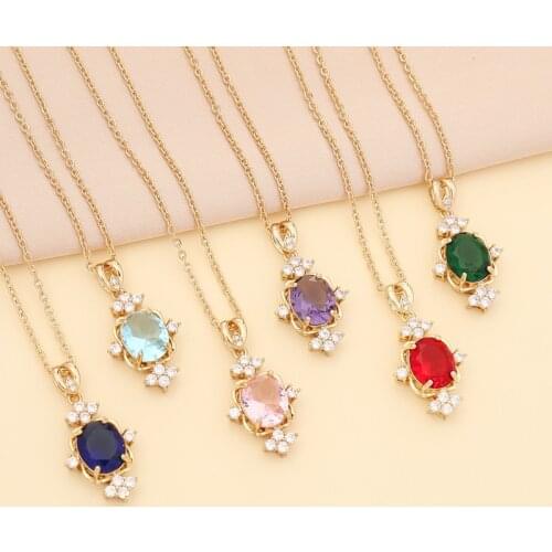 Necklace for Women Multicolored Zircon Gem Vintage Necklaces Clavicle Chain Jewelry Choker Charm Luxury Gifts for The New