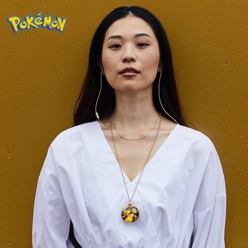 Pokemon Pikachu Time Gemstone Glass Pendant Necklace Cartoon Anime Character Cute Style Jewelry Chain Necklace Birthday Gift