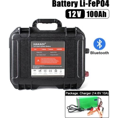 Lifepo4 12V 100Ah Rechargeable Battery Pack Deep Cycle With Build-in Bluetooth BMS For Outdoor Power Supply Camping RV Boat