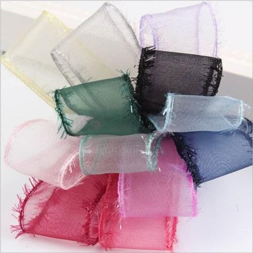 Plush Side Organza With Transparent Nylon Ribbon Packaging Gift DIY Handmade Bows 5/8" 1" 1-1/2" 2"