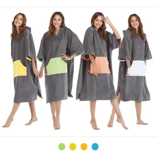Microfiber Hooded Towel poncho plain Fast Drying Kids Hoody Bath Towel candy color Beach Towel