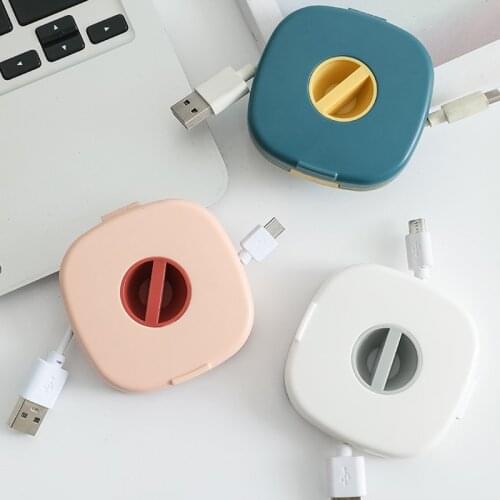 Portable Ear Buds Cable Wrap Case with Mobile Phone Holder Earphone Wire Organizer Winder DU55