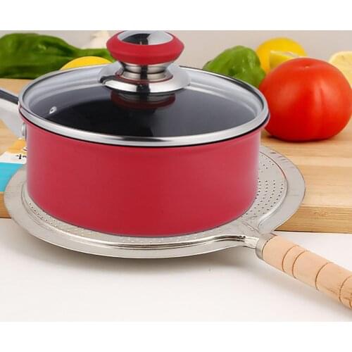 Durable Wood Coasters Placemat Convenient Heat-resistant Metal Wooden Handle Round Insulation Pad for Kitchen Non-slip Cup Mat