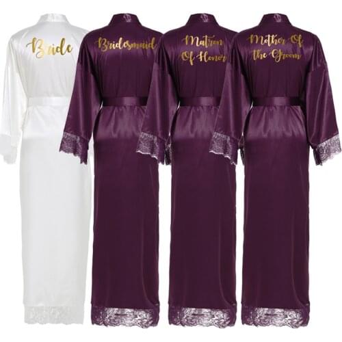 Silk Satin Lace Robes Bride Robes Bridesmaid Robes Women Wedding Long Robe Bathrobe Long Robe