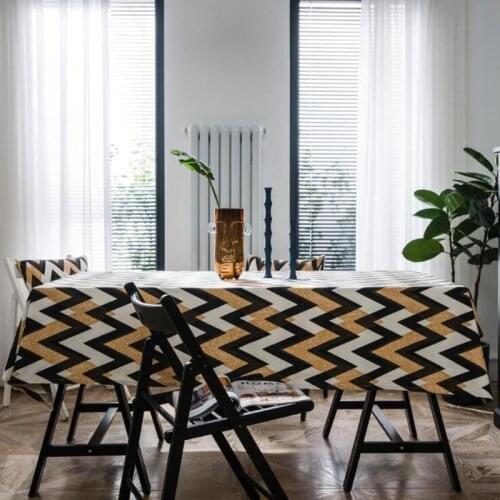 Bohemian style Golden corrugated printed tablecloth cotton Rectangular Oilproof Thick Wedding Dining Table Cover Tea Cloth