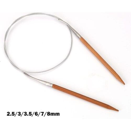 1 PC 2.5mm-8mm Natural Bamboo Stainless Steel Circular Sewing Crochet Set Knitting Needles Tube Crafts Needlework Tool 80cm long