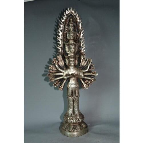 Old Chinese Tibet silver Thousand Buddha statue,Free shipping
