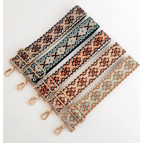 Fashion Jacquard Ladies Adjustable Shoulder Bag Strap Webbing Bag Handle Replacement Bag Belt Women Trendy Crossbody Bag Strap