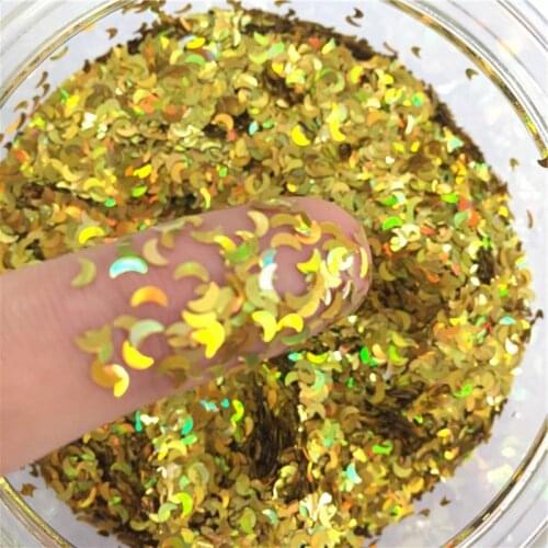 Ultrathin Moon Sequin 3mm PET Nail Glitter Paillettes Laser Silver Eo-Friendly PET Sequins Nails Art Manicure Materials 8g