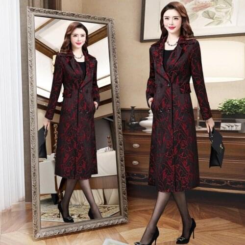 Spring and Autumn New Windbreaker Mid-length Over The Knee Popular Temperament Waist Casual Loose Coat