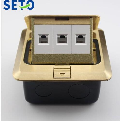 SeTo Pop-up Type Floor Socket Three Network Lan RJ45 Cat5e Wall Plate Socket Keystone Floor Receptacle