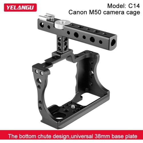 YELANGU C14 Canon M50 Camera Cage with Cold Shoe Mount Arri Hole 1/4 3/8 Screw Top Handle For Universal 38MM PTZ