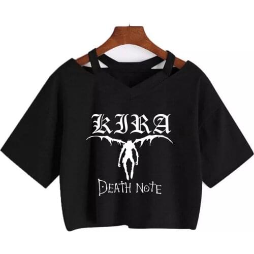 Womens t-shirt kpop oversized short Death Note Anime T-shirt tops Summer Harajuku Sling Sexy Punk gothic shopper women clothes