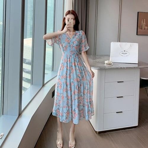 Women Long Floral Dress Summer 2021 Runway Elegant Vintage Boho Korean Retro Fairy Sweet Casual Beach Vacation Party Vestido New